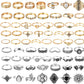 67Pcs Vintage Knuckle Rings Set Stackable Finger Rings Midi Rings for Women Bohemian Hollow Carved Flowers Gold&Silver Rings Crystal Joint Rings with Storage Bag