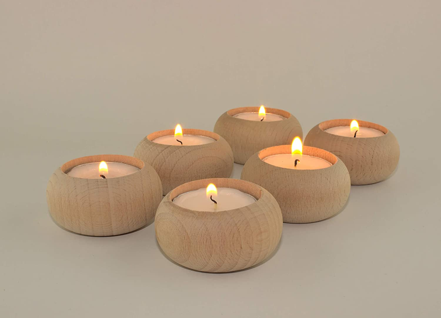 Wood Candle Holders for Votives and Tea Lights Candles Set of 6. Dining and Wedding Table Centerpieces for Receptions or Home Decor, İdeal for Handmade Shower Favors & Housewarming Gift