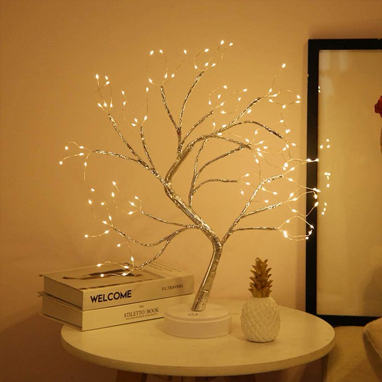 20" 108 LEDs Tabletop Bonsai Tree Light-Fairy Light Spirit Tree Lamp, Lighted Artificial Christmas Tree Light for Decoration Inside Aesthetic Room Home Bedroom Night Light Decor, USB /Battery Powered