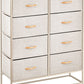 Wide Modern 8-Drawer Dresser Storage Unit, Sturdy Steel Frame, Wood Top, Easy-Pull Wood Handles/Fabric Bins, Organizer for Bedroom, Hallway, Entryway, Closet, Margo Collection, Cream/Gold