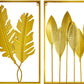 Gold Leaf Wall Decor 2 Piece Art Golden Metal Leaves Home Decorations Living Room Large Hangings Cutout Sculptures Accent Two Decorative Bathroom Modern Bedroom Iron over Couch (2P)
