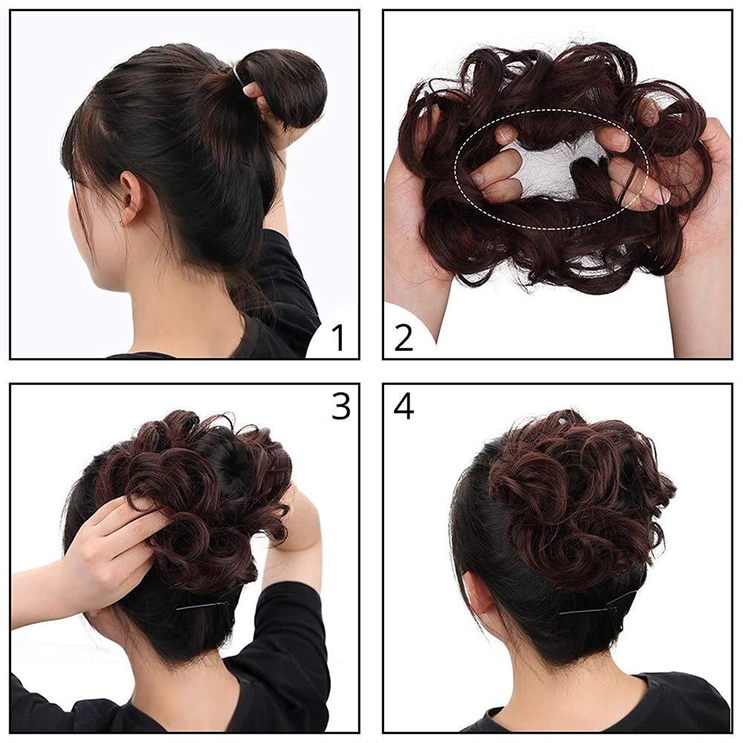 1PCS Messy Hair Bun Hair Scrunchies Extension Curly Wavy Messy Synthetic Chignon for Women Updo Hairpiece