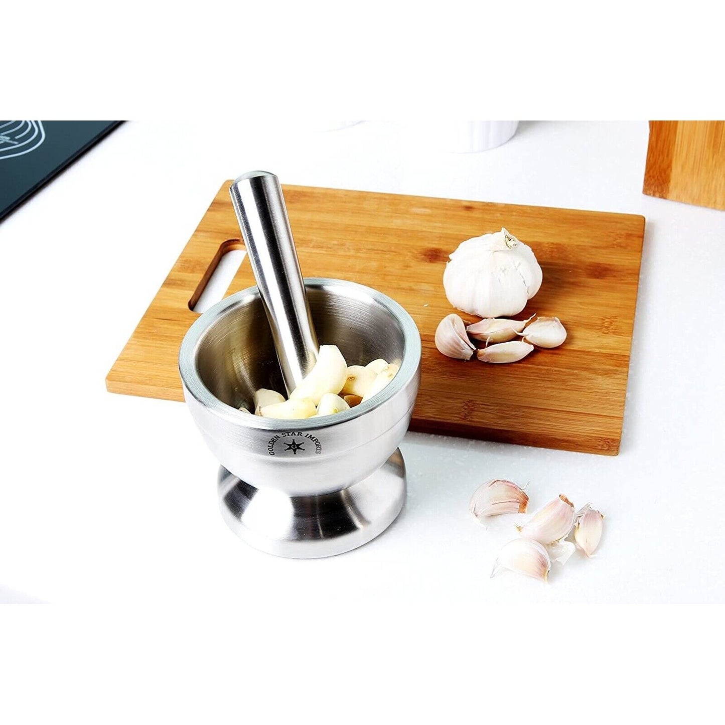 Stainless Steel Mortar & Pestle Spice Grinder Molcajete Heavy Duty, BPA Free, 4"