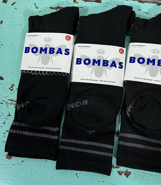 BOMBAS Men'S Crew Socks Size XL Black Lot of 4 Pairs Honeycomb Size 13+ NWT