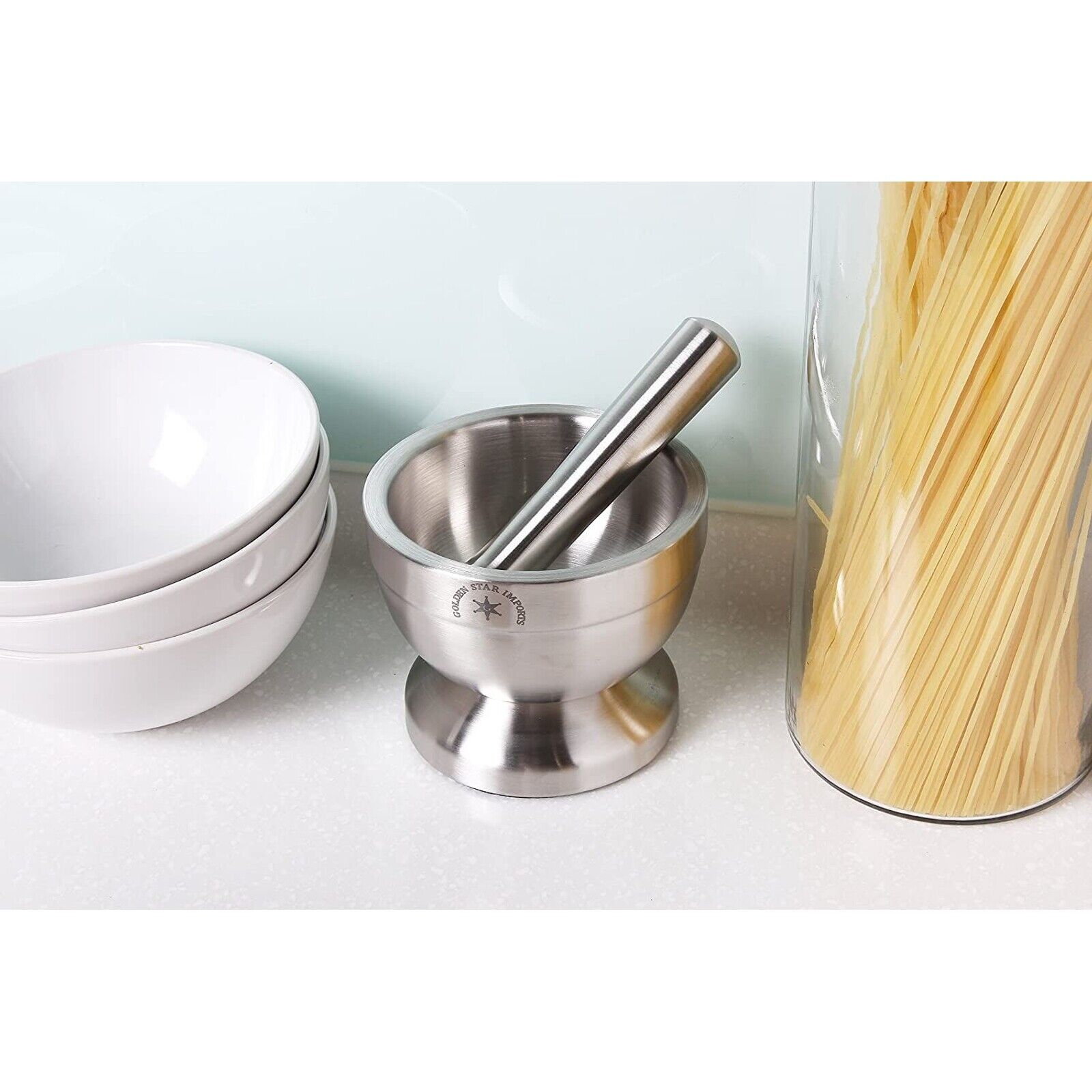 Stainless Steel Mortar & Pestle Spice Grinder Molcajete Heavy Duty, BPA Free, 4"