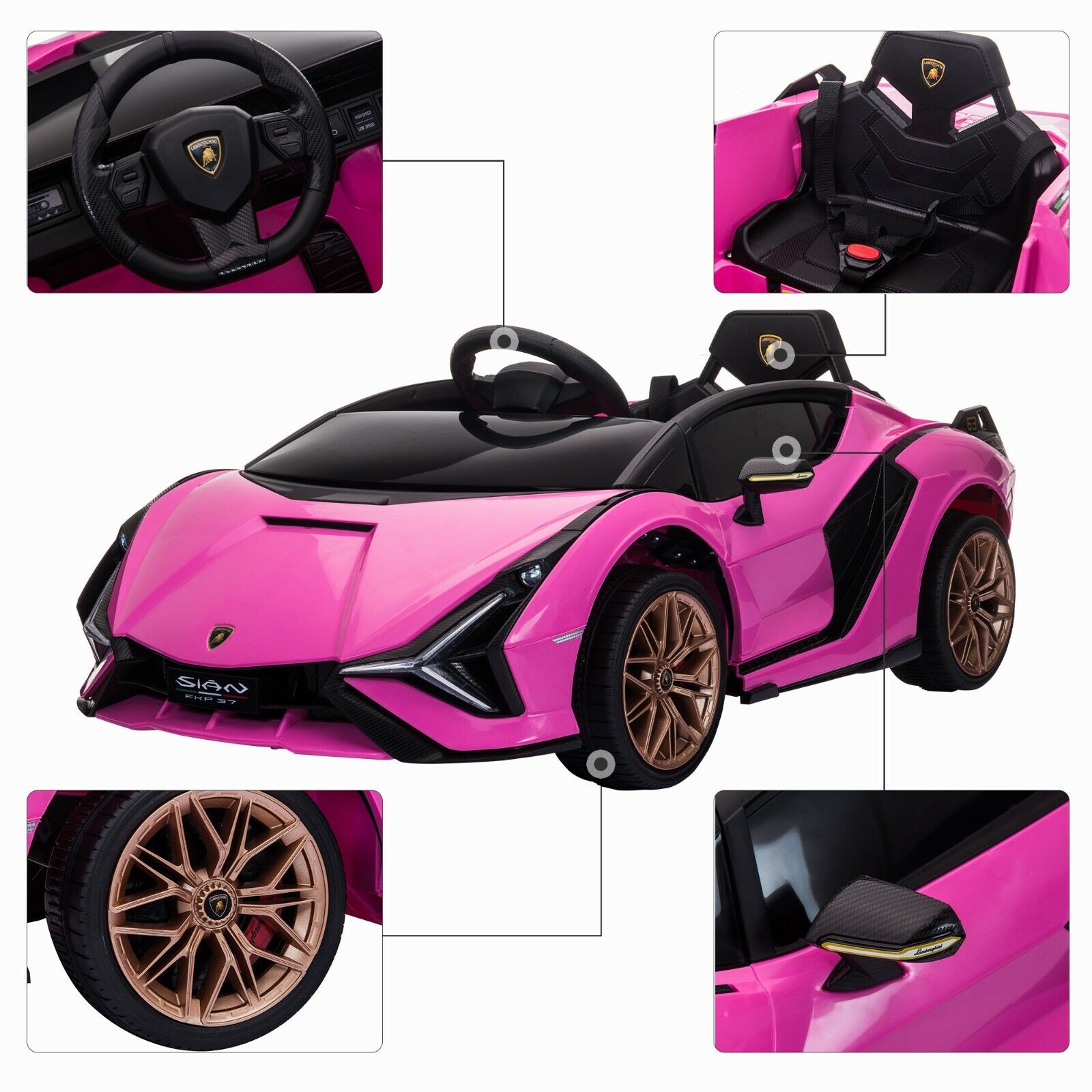 12V Electric Kids Ride on Car Lamborghini Sian W/Remote Control & MP3 Kids Gift