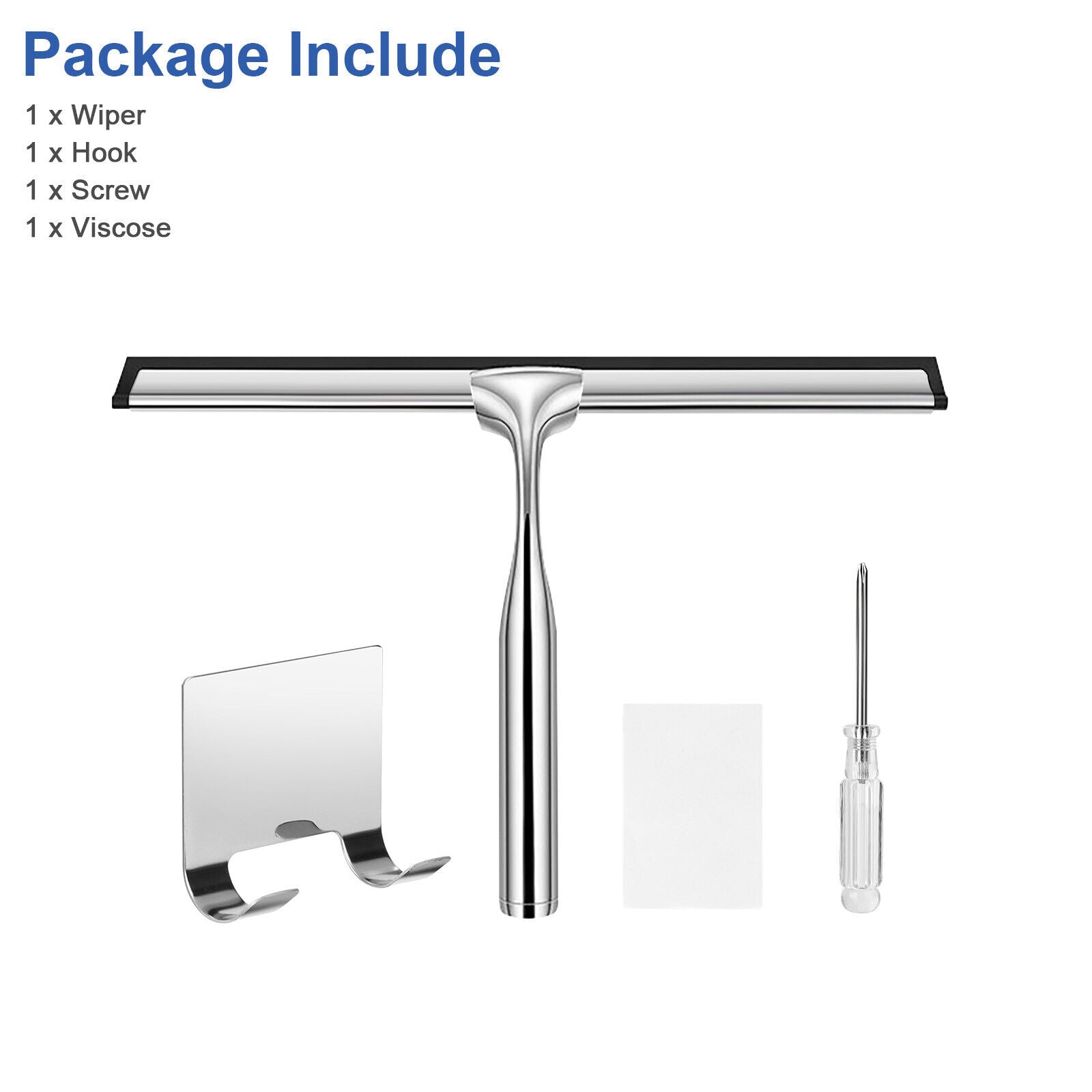 Window Squeegee Shower Cleaner Car Glass Wash Water Wiper Stainless Steel Blade