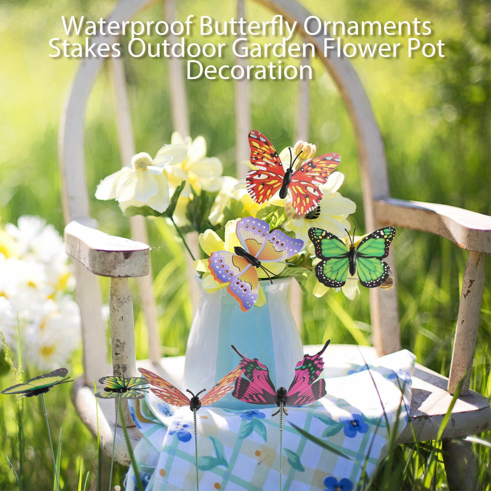 Butterfly Stakes Outdoor Yard Planter Pot Garden Yard 50 Assorted Pcs