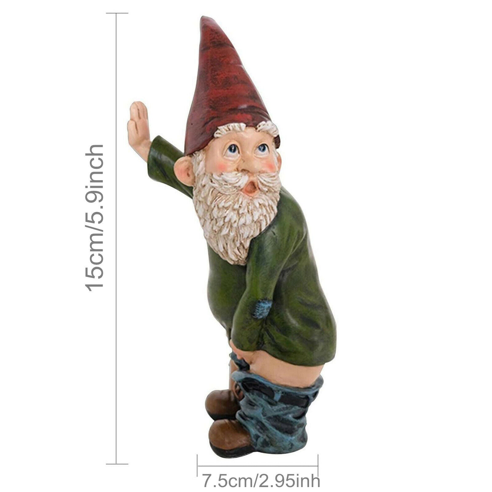 Naughty Peeing Gnome Statue Fairy Garden Funny Dwarf Figurines Resin Yard Decor