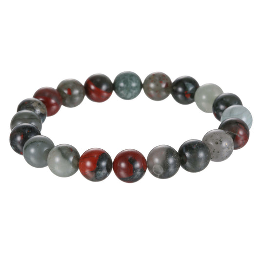African Bloodstone Bracelet Smooth round Size 8Mm 10Mm 7.5" Length