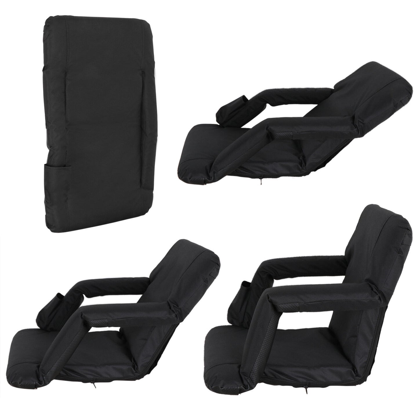 Set of Two 5 Reclining Positions Tiltable Stadium Seat Concert Bleacher Chair