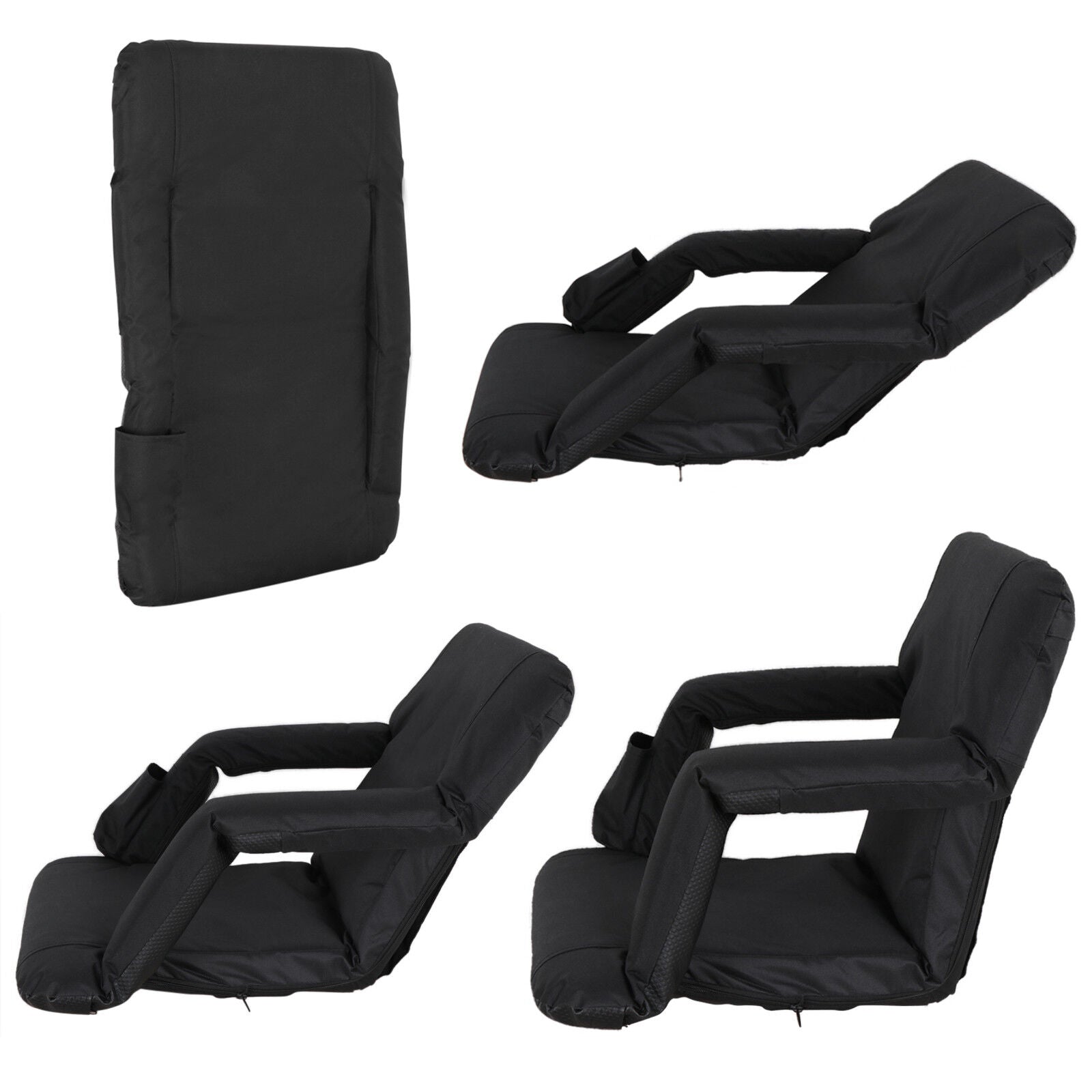 Set of Two 5 Reclining Positions Tiltable Stadium Seat Concert Bleacher Chair