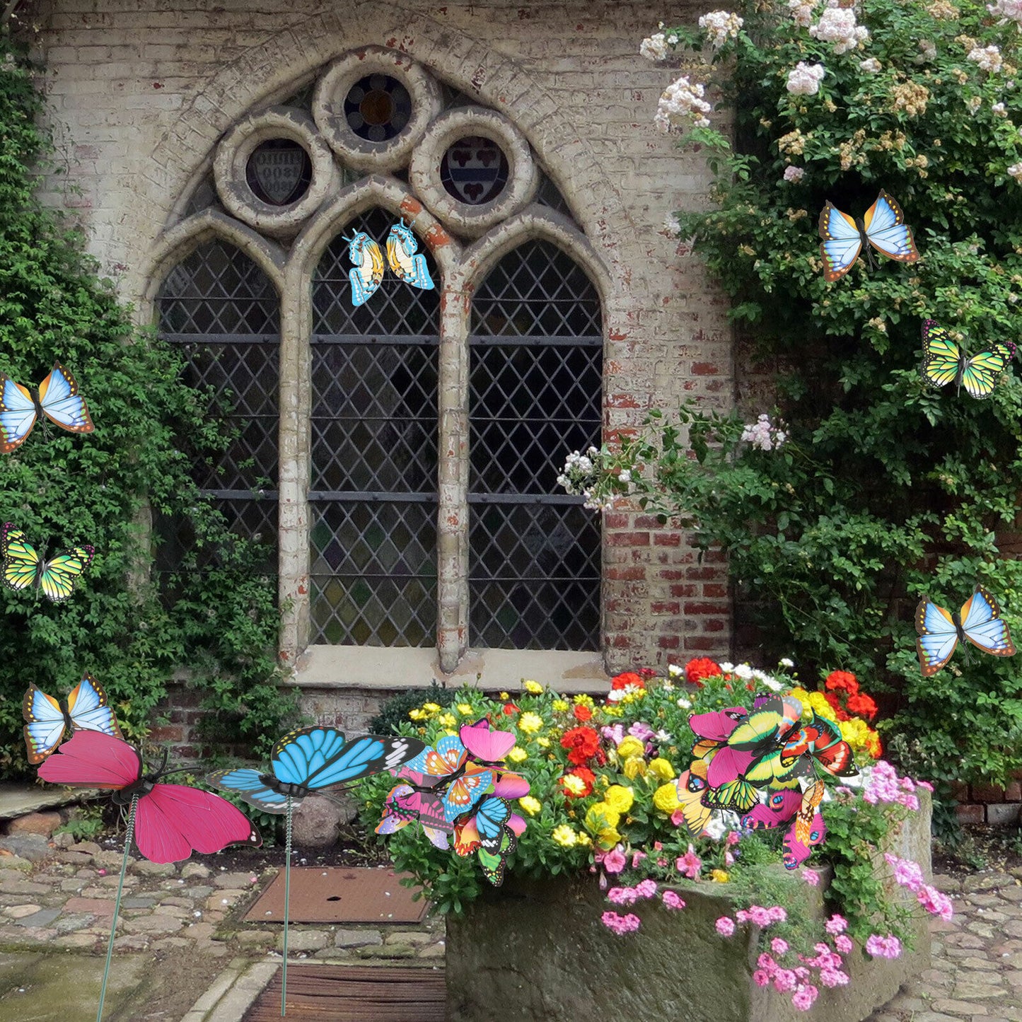 Butterfly Stakes Outdoor Yard Planter Pot Garden Yard 50 Assorted Pcs