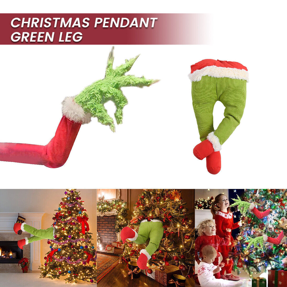 How The Grinch Stole Christmas Legs Plush Doll  Xmas Tree Wreath Decor Props