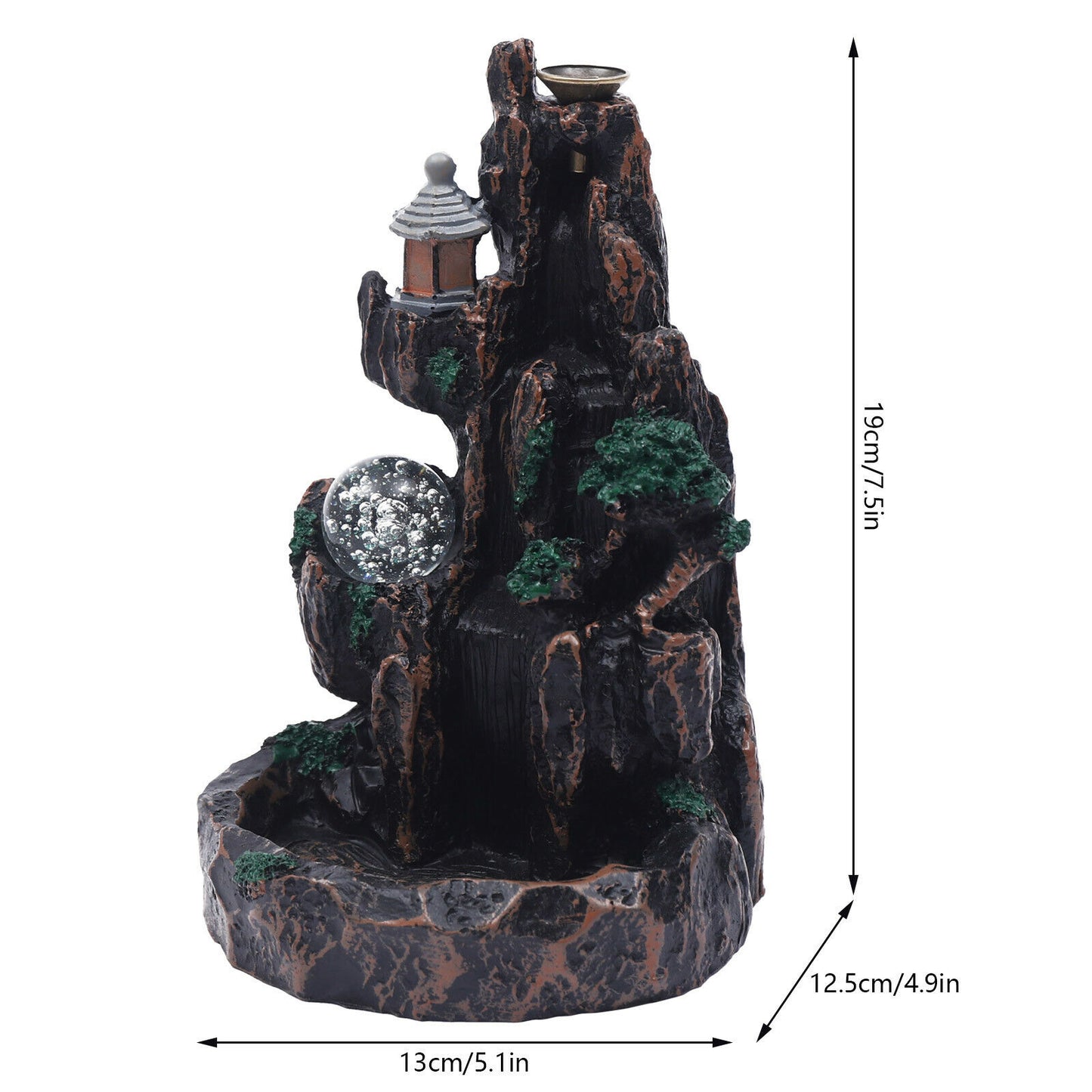Mountain Shape Incense Fountain Smoke Waterfall Office Home Decor Aromatherapy