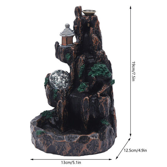 Mountain Shape Incense Fountain Smoke Waterfall Office Home Decor Aromatherapy