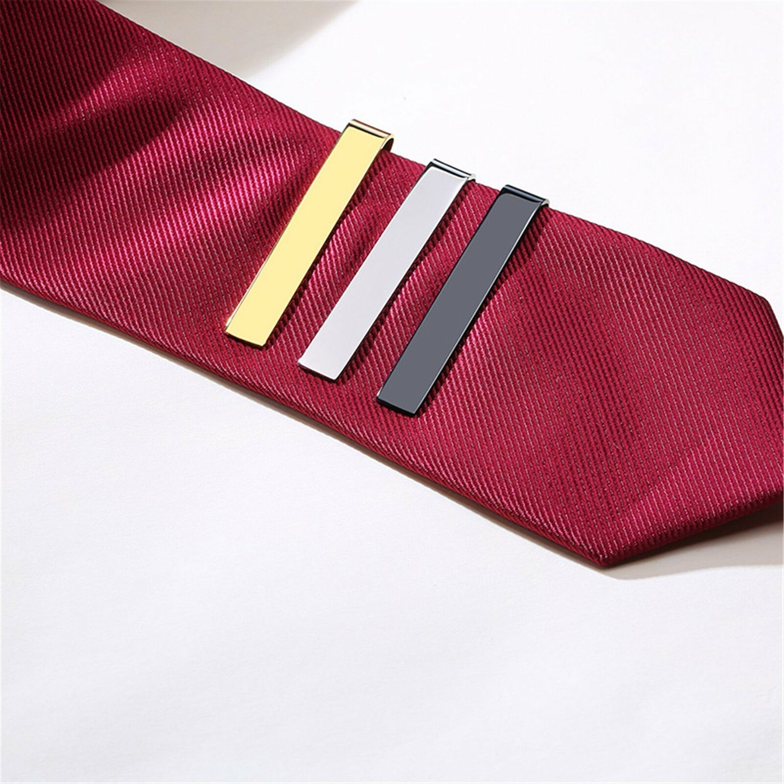 3Pcs Mens Stainless Steel Tie Clip Necktie Bar Clasp Clamp Pin Gold Black Silver