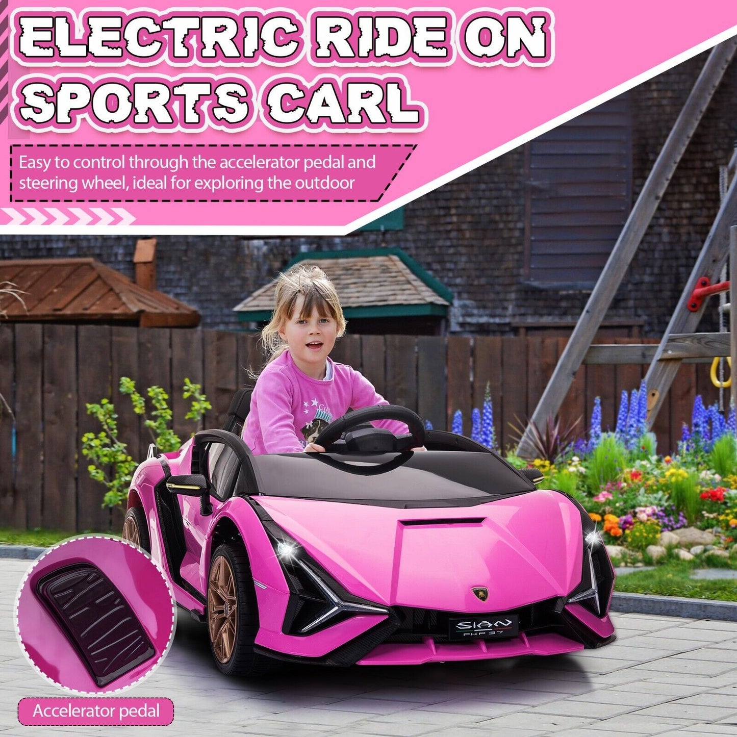 12V Electric Kids Ride on Car Lamborghini Sian W/Remote Control & MP3 Kids Gift
