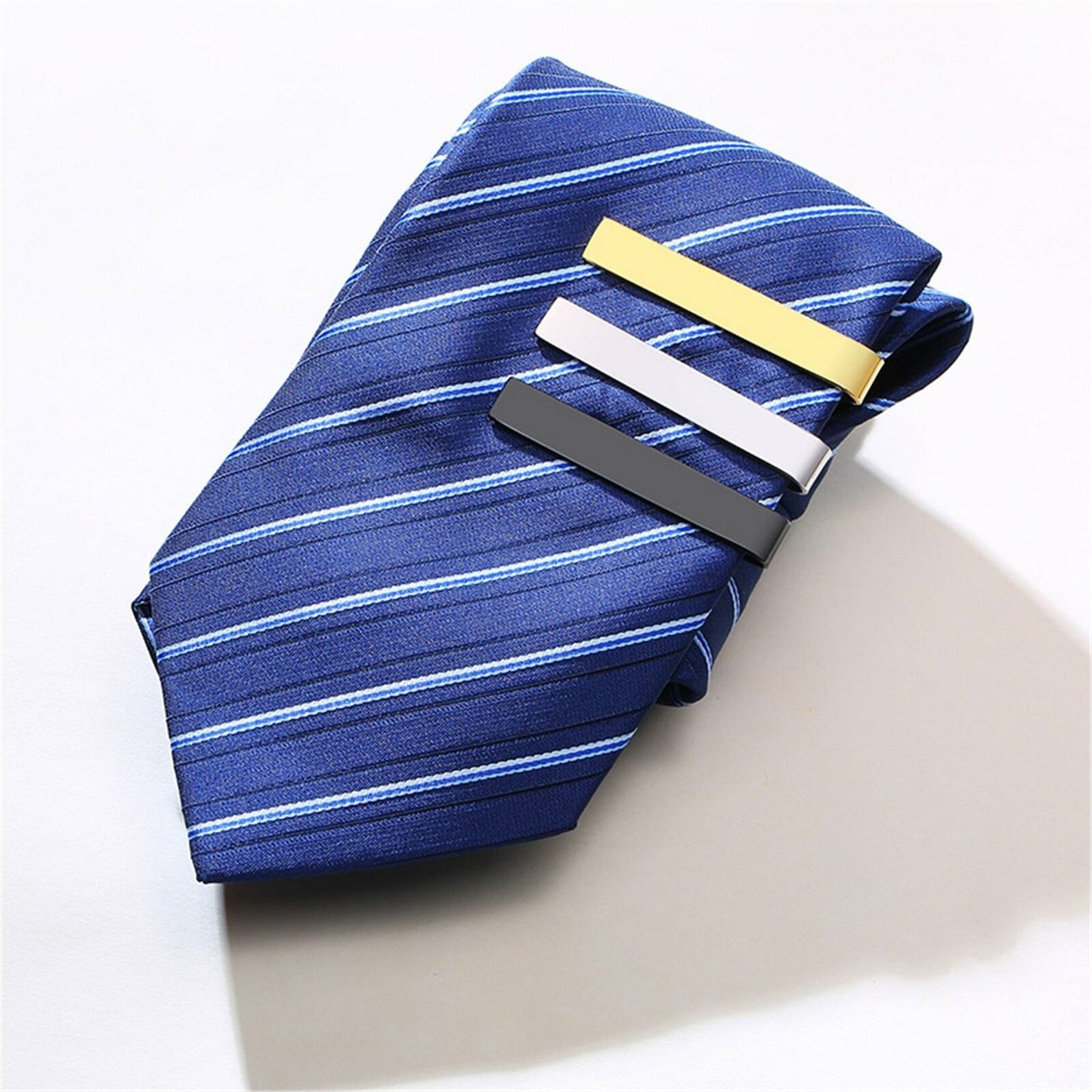 3Pcs Mens Stainless Steel Tie Clip Necktie Bar Clasp Clamp Pin Gold Black Silver