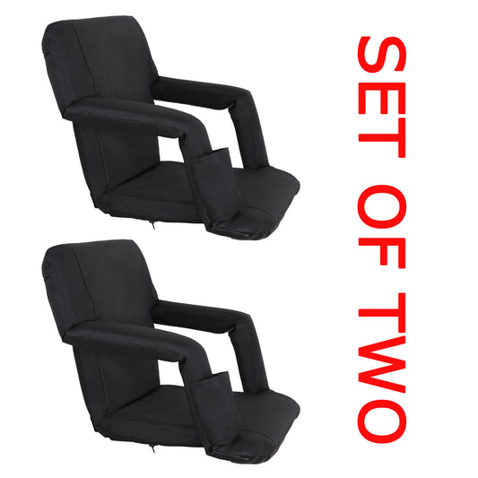 Set of Two 5 Reclining Positions Tiltable Stadium Seat Concert Bleacher Chair