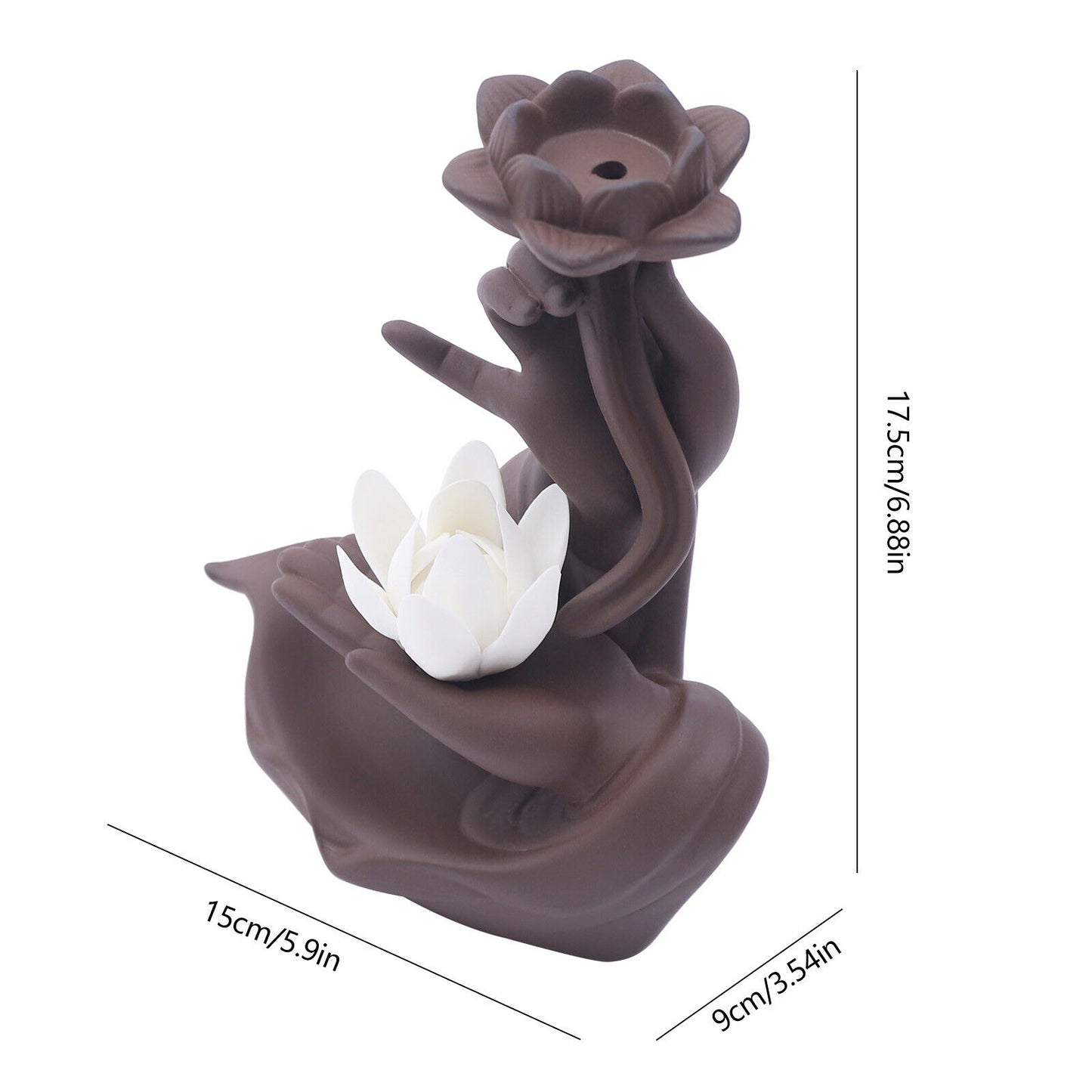 Buddha'S-Hand and Lotus Censer Creative Reverse-Flow Incense Burner Home Decor