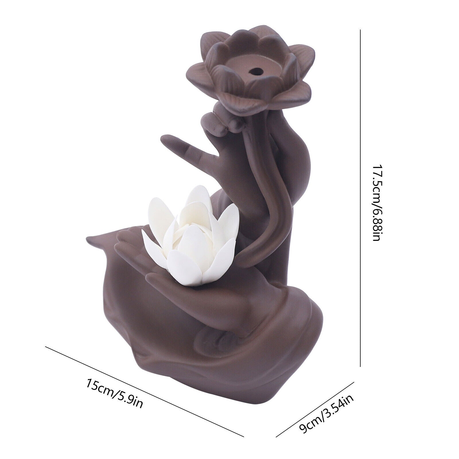Buddha'S-Hand and Lotus Censer Creative Reverse-Flow Incense Burner Home Decor