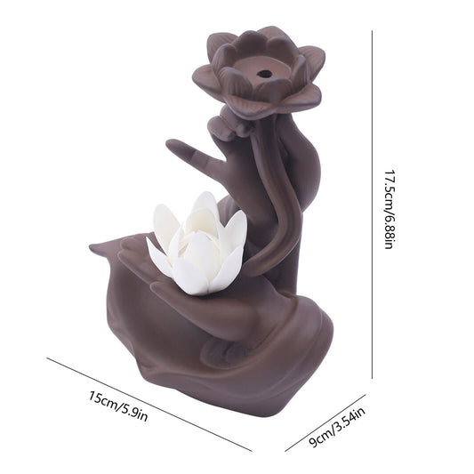 Buddha'S-Hand and Lotus Censer Creative Reverse-Flow Incense Burner Home Decor