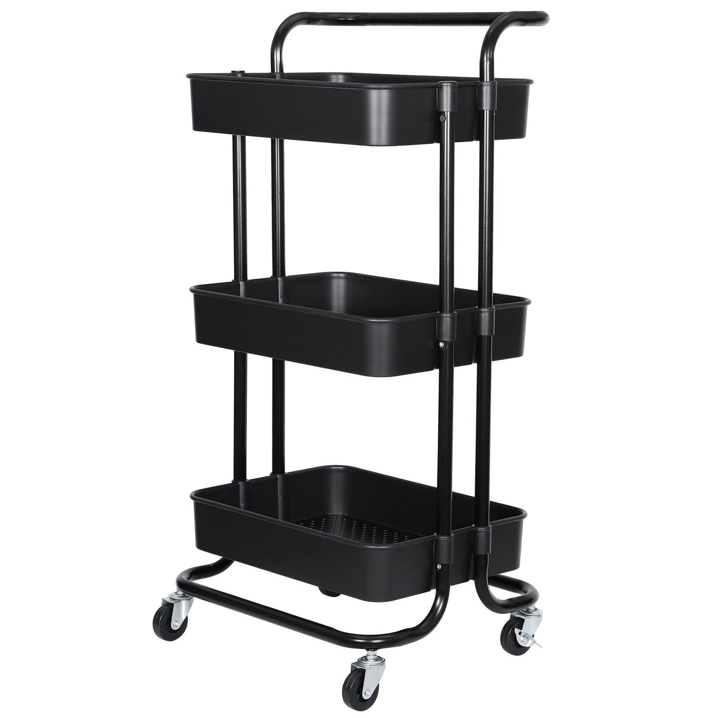 3 Tier Rolling Utility Cart Kitchen Cart Storage Shelves with Roller Wheels