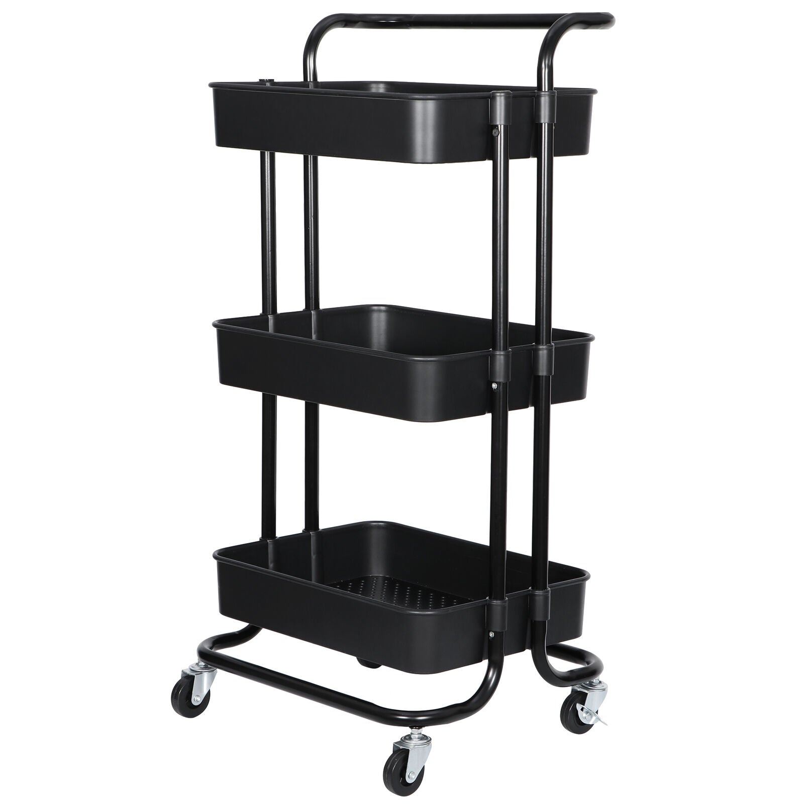 3 Tier Rolling Utility Cart Kitchen Cart Storage Shelves with Roller Wheels