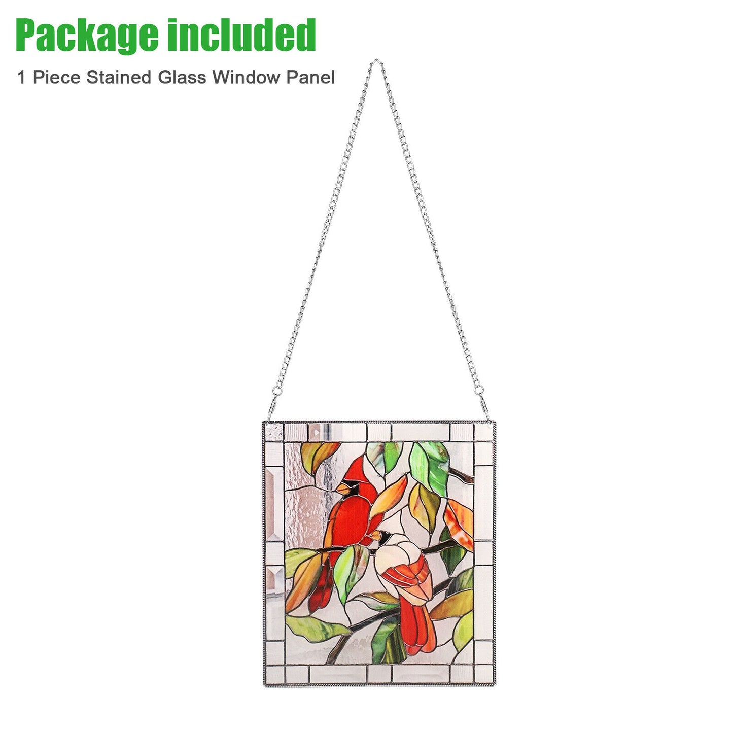Stained Acrylic Rectangle Window Suncatcher Hanging Panel Home Decor +Chain Gift