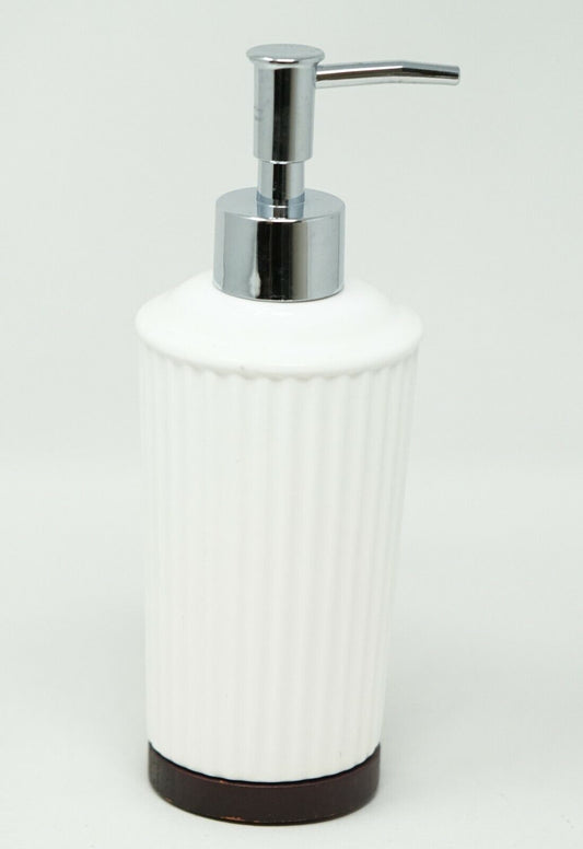 JLA Home Rose Ceramic and Wood Soap / Lotion Pump Dispenser - Off-White