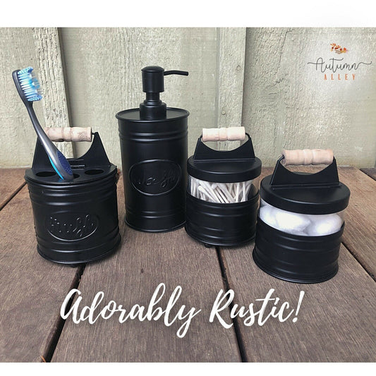 Autumn Alley Glass & Black Farmhouse Bathroom Accessories Set- 4 Pieces