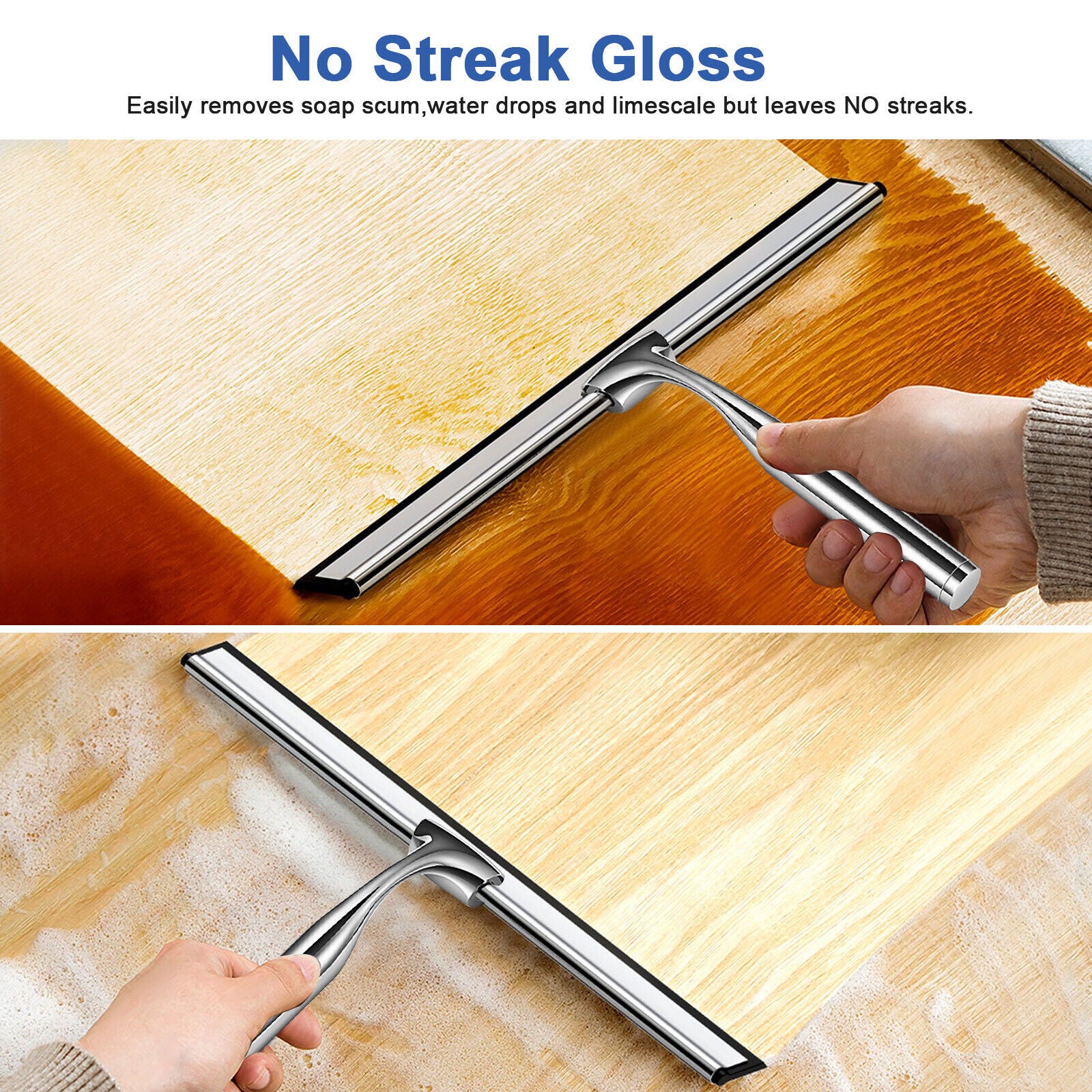 Window Squeegee Shower Cleaner Car Glass Wash Water Wiper Stainless Steel Blade
