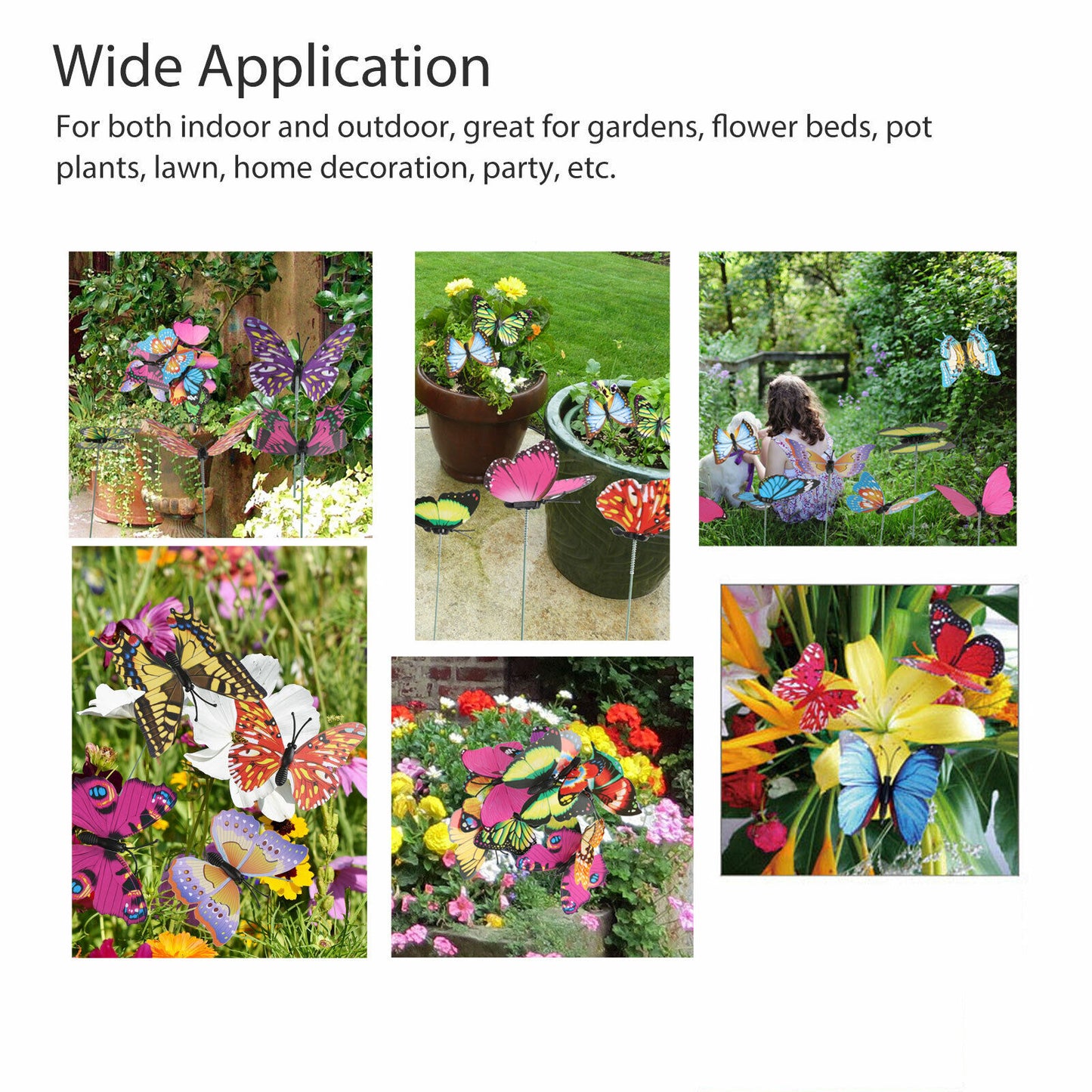 Butterfly Stakes Outdoor Yard Planter Pot Garden Yard 50 Assorted Pcs