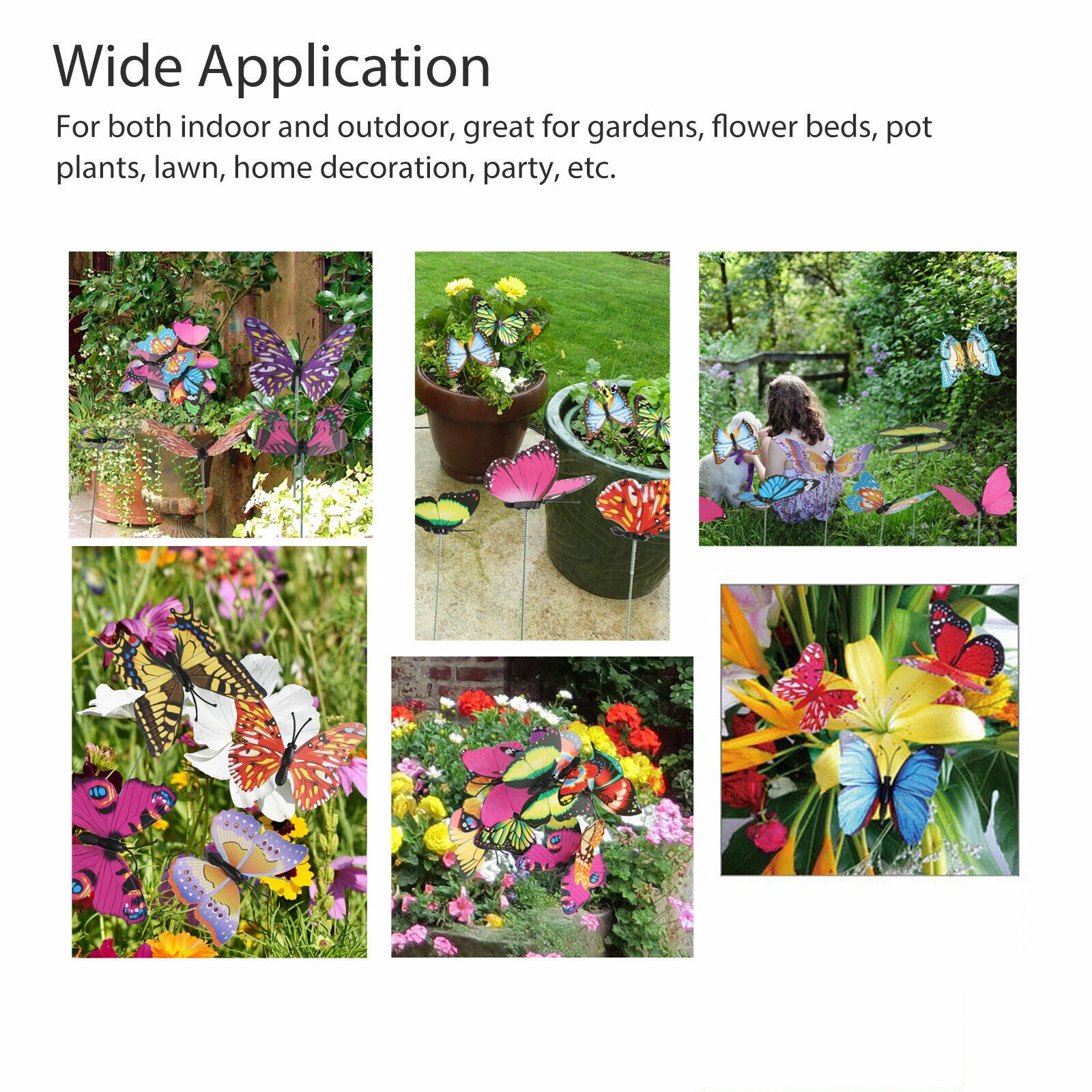 Butterfly Stakes Outdoor Yard Planter Pot Garden Yard 50 Assorted Pcs