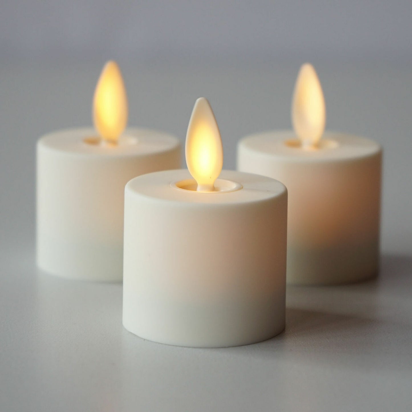 Luminara Flameless Tealight Candles Moving Wick Ivory with Remote Timer Set of 4