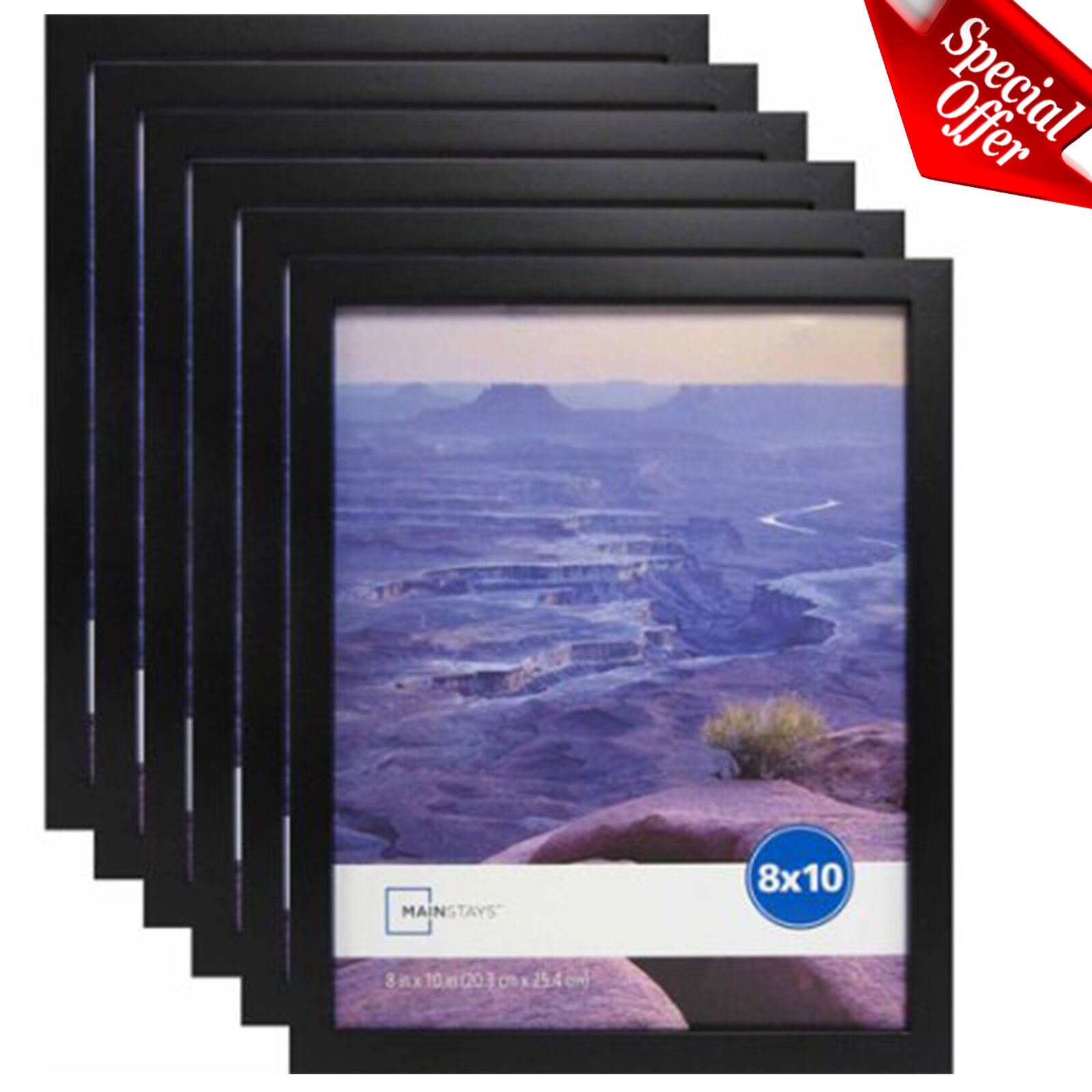 Photo Frame Set of 6 8X10" Format Lot Wall Art Home Decor Black Picture Frames