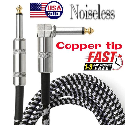 NEW 10Ft NOISELESS Electric Guitar Bass Cable Pedal AMP Cord 1/4" USA KEYBOARD