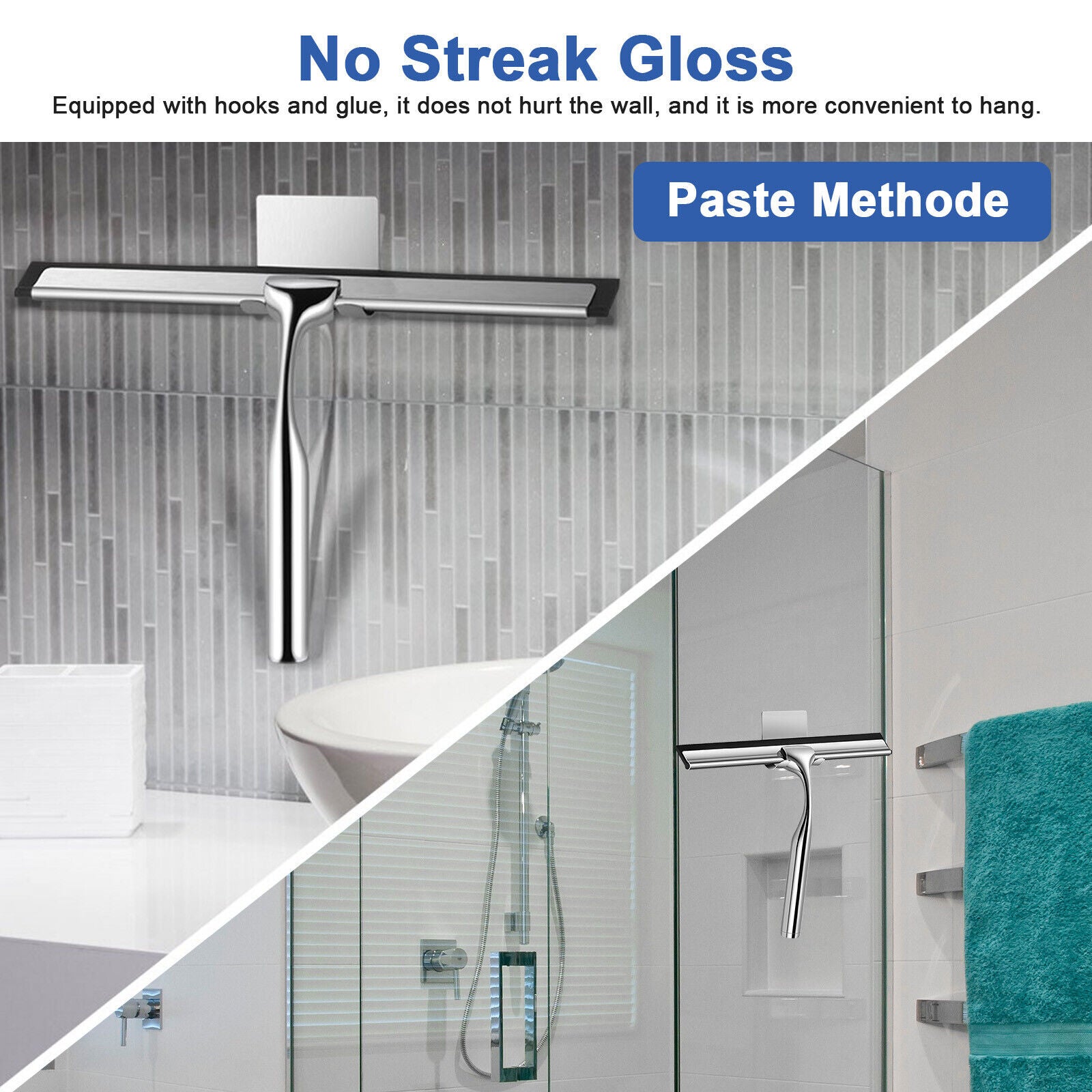 Window Squeegee Shower Cleaner Car Glass Wash Water Wiper Stainless Steel Blade