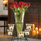 Black Iron Candelabra Candle Holder Flower Vase Wedding Centerpiece Home Decor