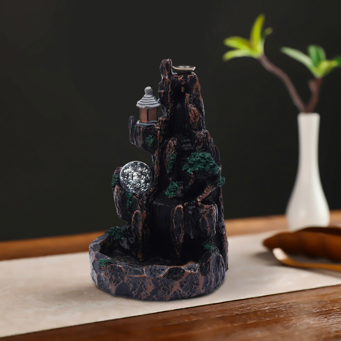 Mountain Shape Incense Fountain Smoke Waterfall Office Home Decor Aromatherapy