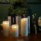 Luminara Flameless Scented Wax Candle Pillar Moving Wick Ivory 5" 7" 9" Set of 3