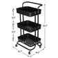3 Tier Rolling Utility Cart Kitchen Cart Storage Shelves with Roller Wheels